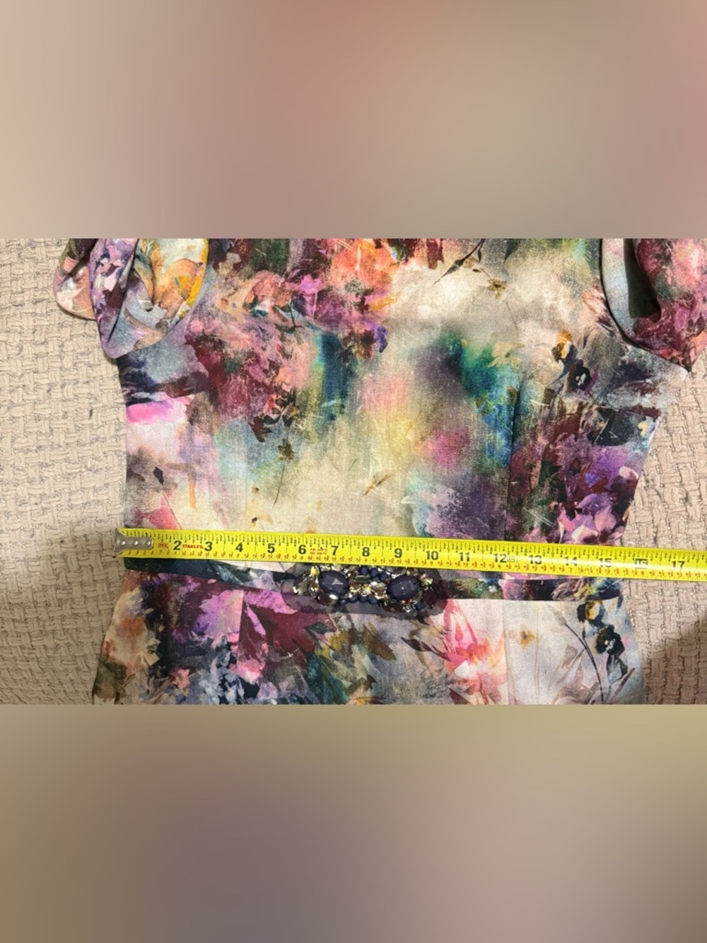 Rickie Freeman for Teri Jon Multicolor Floral Watercolor Midi Dress - Picture 6 of 8